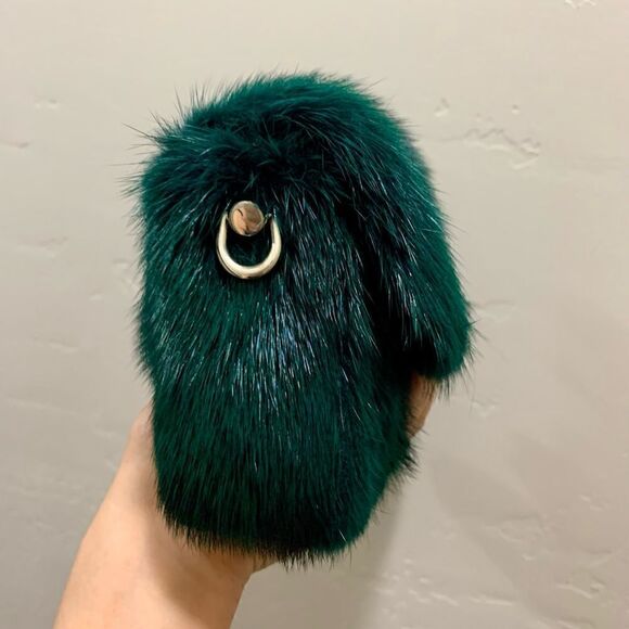 Handmade Real Mink Fur Clutch/Shoulder Bag/Crossbody & Fur Balls Charm - Picture 14 of 17